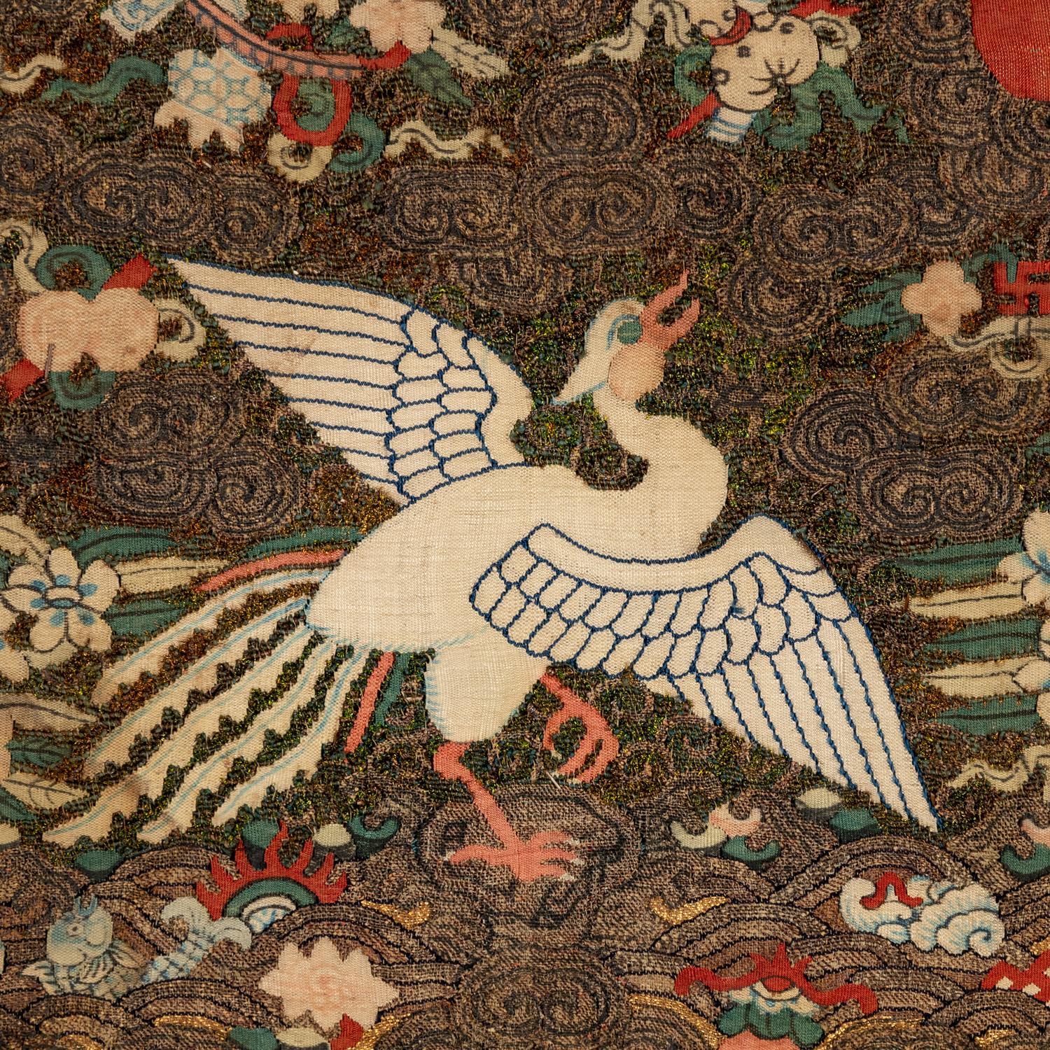 Two Pairs of Chinese Kesi Silk 'Silver Pheasant' Rank Badges, 19th Century 清晚期 緙絲五品文官白鷴補子兩對