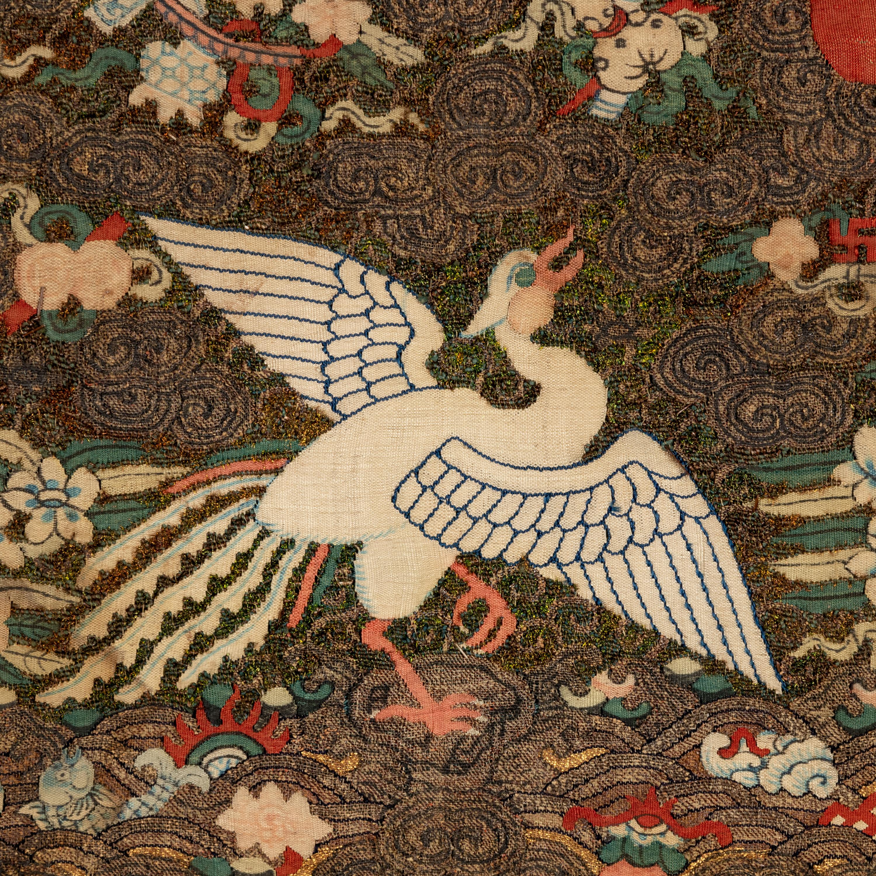 Two Pairs of Chinese Kesi Silk 'Silver Pheasant' Rank Badges, 19th Century 清晚期 緙絲五品文官白鷴補子兩對