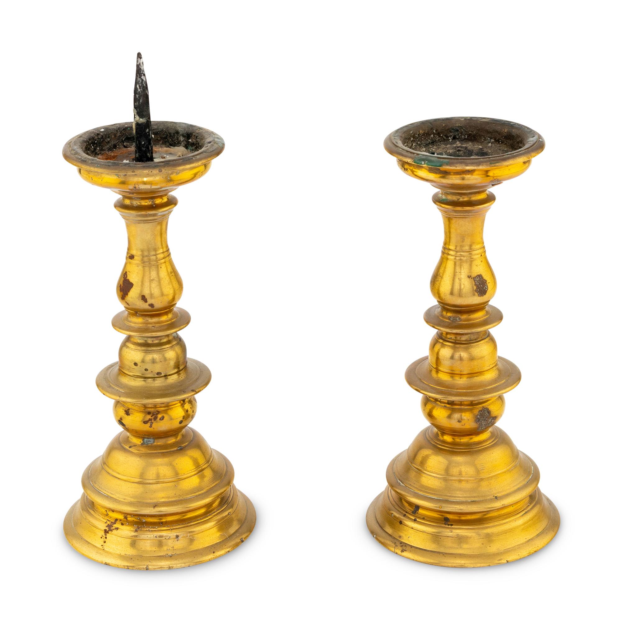 A Pair of Louis XVI Brass Pricket Sticks