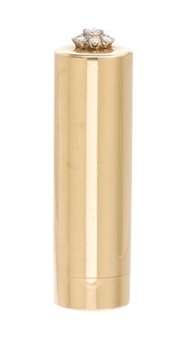 A Vintage 14 Karat Yellow Gold and Diamond Lipstick Case, 23.80 dwts.
