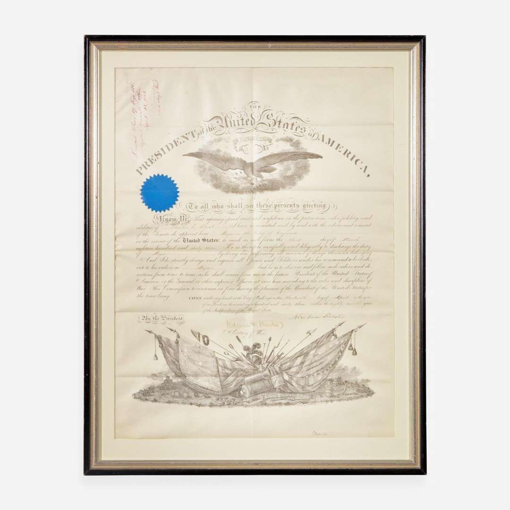 [Presidential] Lincoln, Abraham Signed Military Commission