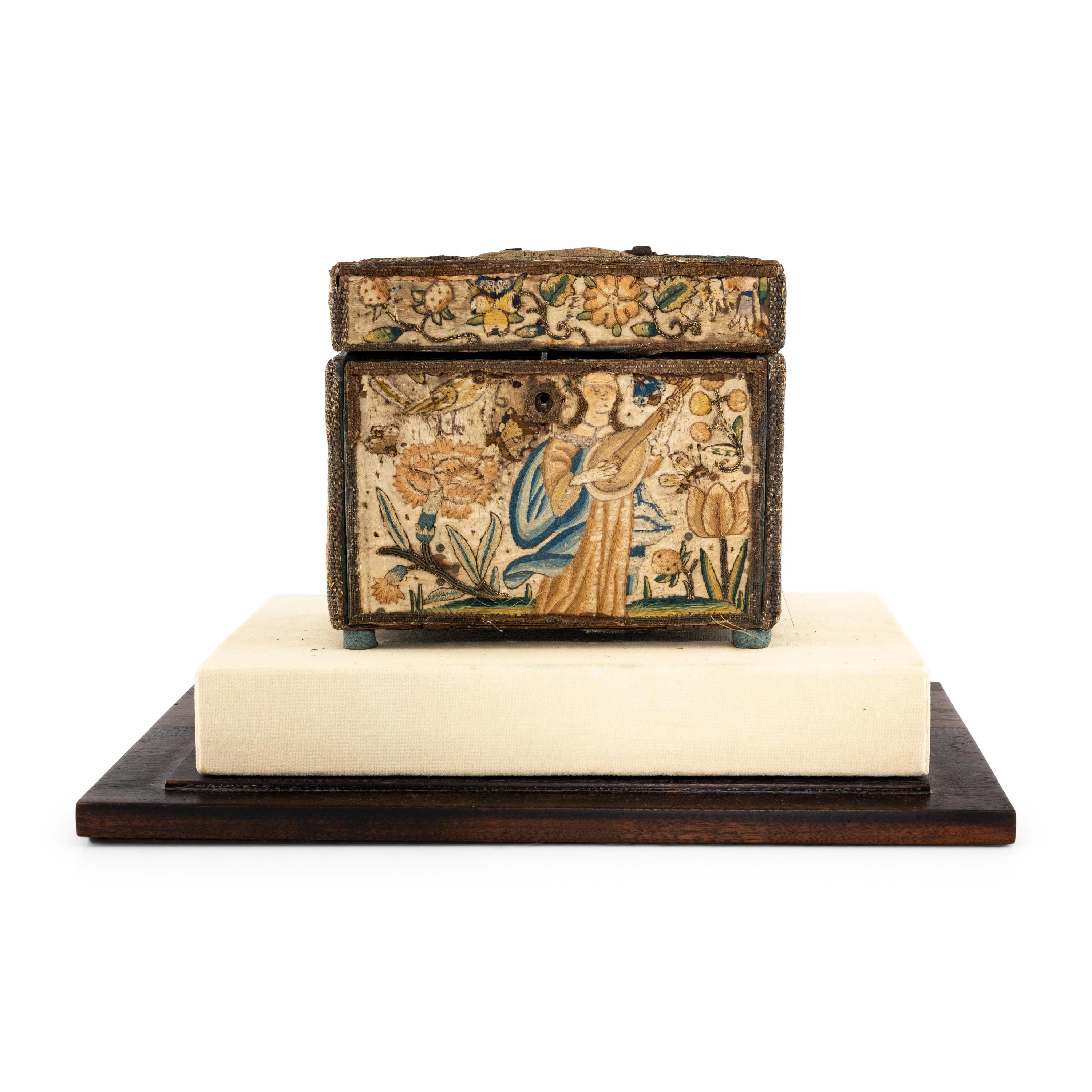 A Charles II Stumpwork Table Casket
