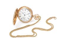 A 14 Karat Yellow Gold Hunter Case Pocket Watch with Chain, Elgin, Circa 1890, 32.20 dwts.