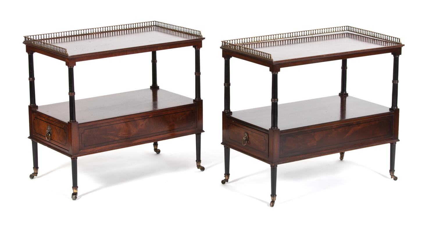 A Pair of English Regency Style Side Tables Height 25 1/2 x width 27 x depth 15 1/2 inches. — 20TH CENTURY