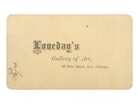 [EARLY PHOTOGRAPHY]. Occupational CDV of a gentleman with a photo retouching tent or shroud. Chicago, IL: Loveday's Gallery of Art, n.d.