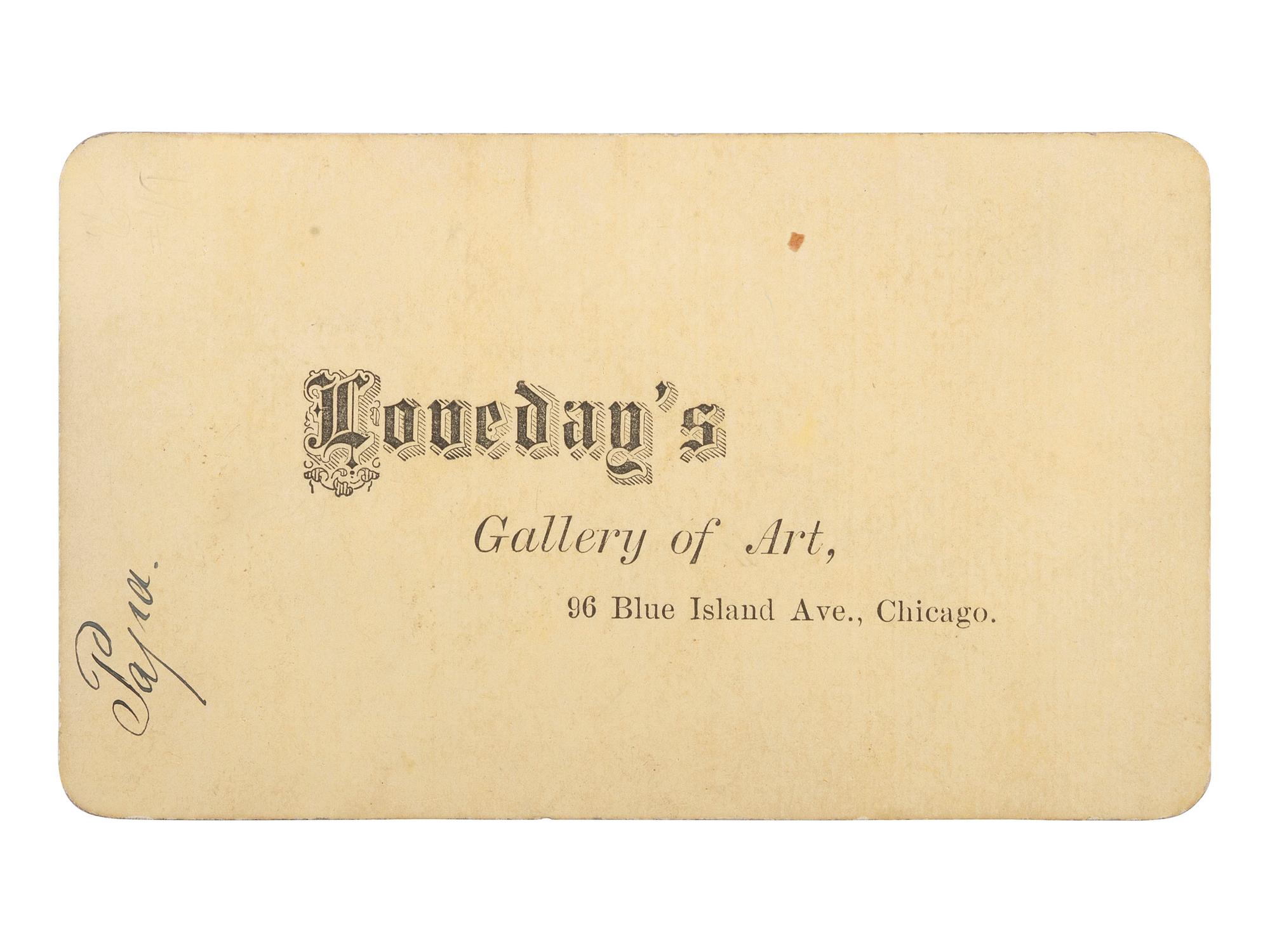 [EARLY PHOTOGRAPHY]. Occupational CDV of a gentleman with a photo retouching tent or shroud. Chicago, IL: Loveday's Gallery of Art, n.d.