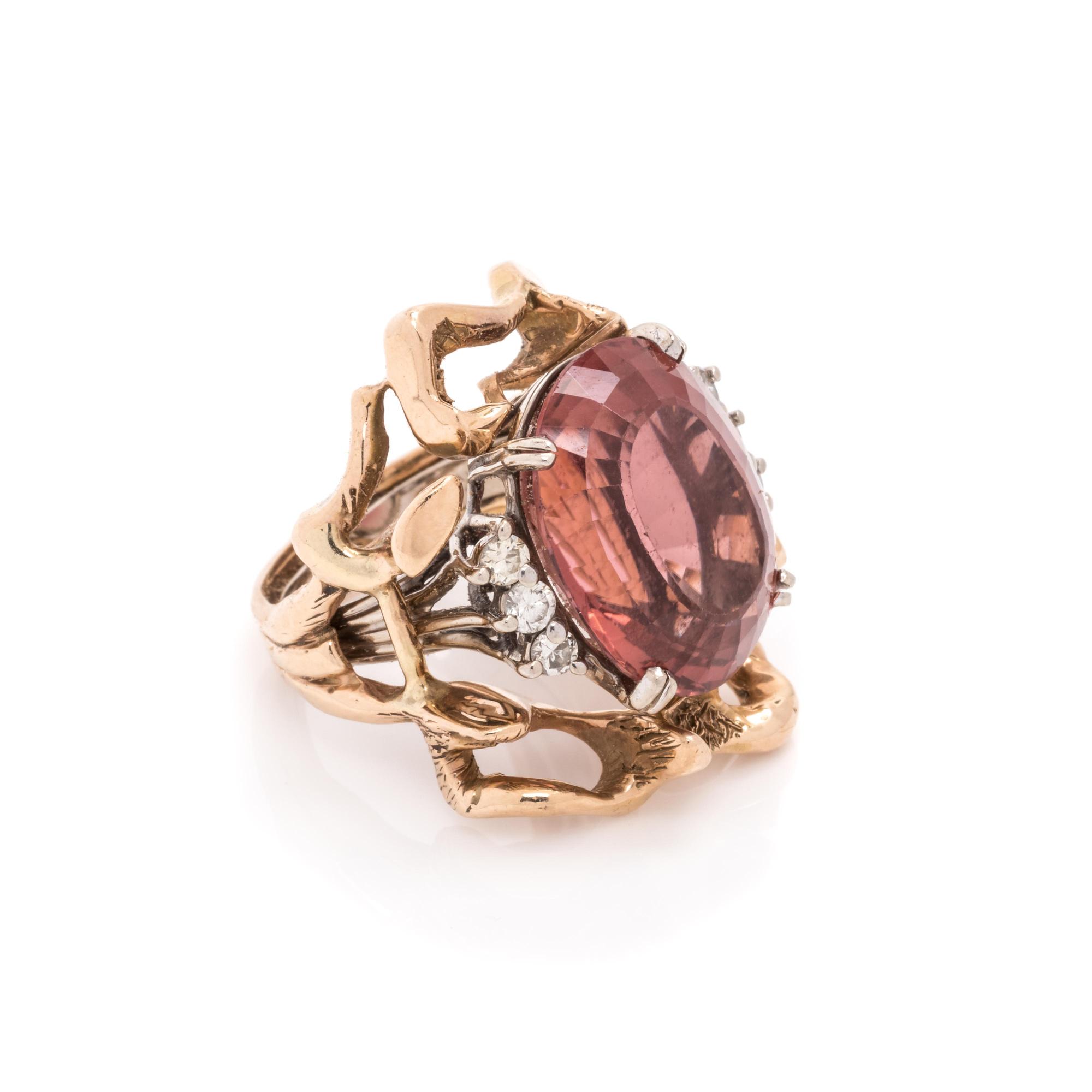 PINK TOURMALINE AND DIAMOND RING WITH JACKET