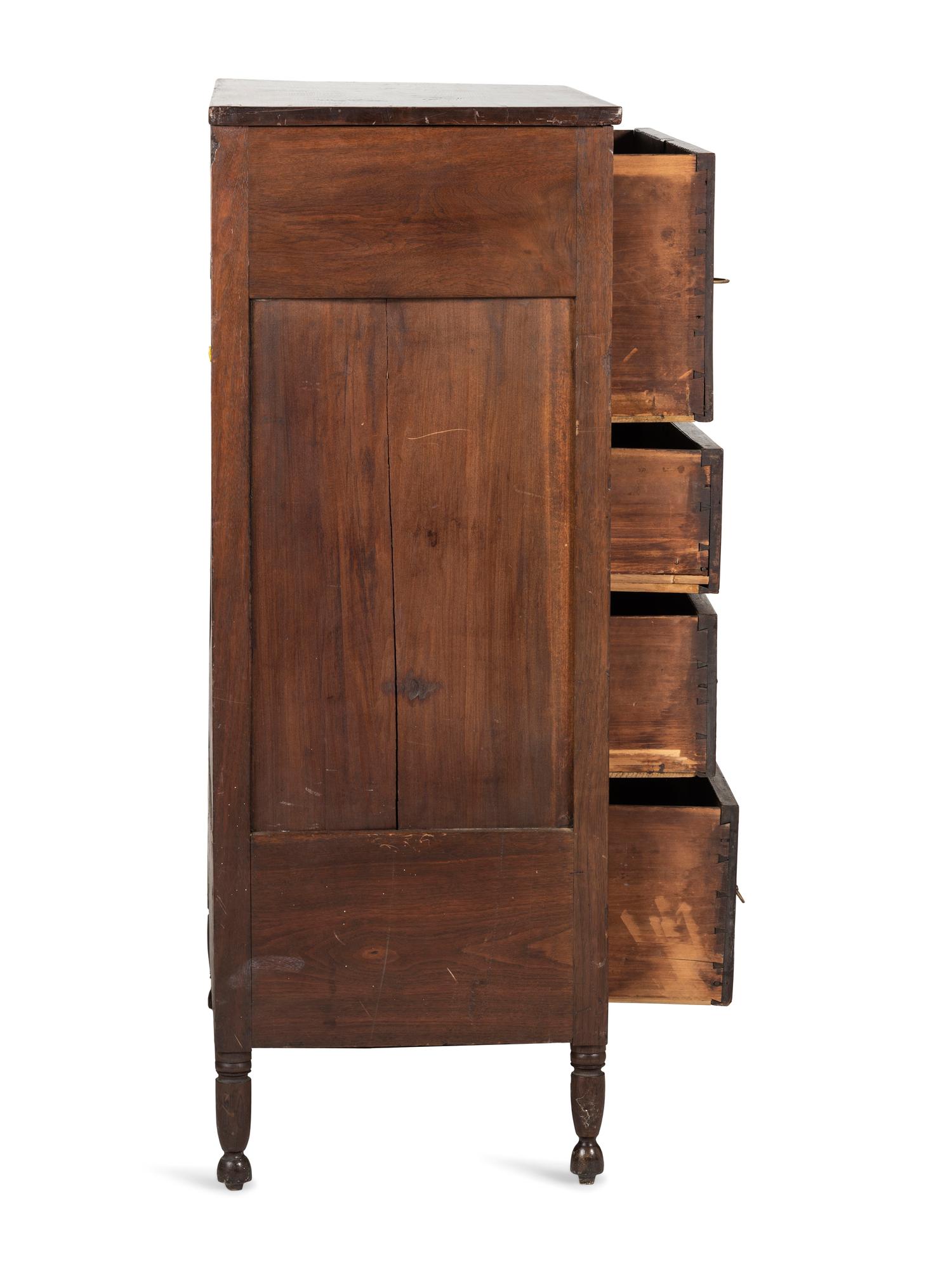 A Late Federal Paneled Walnut Tall Chest of Drawers