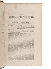[ENSLAVEMENT]. The African Repository , and Colonial Journal. Vol. VI. Washington: 1831.