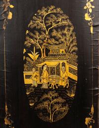 A Chinese Export Gilt Decorated Black Lacquered Chest