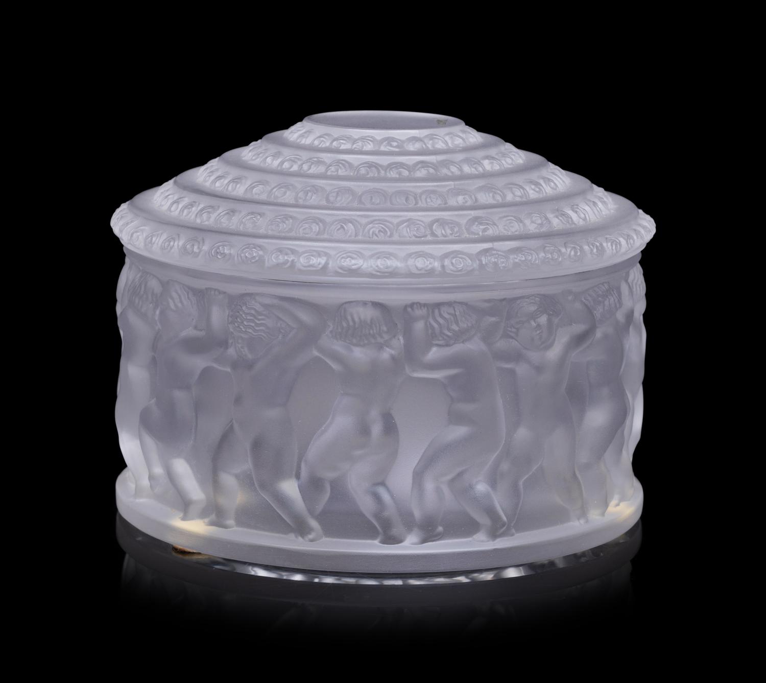 A Lalique Glass Covered Box