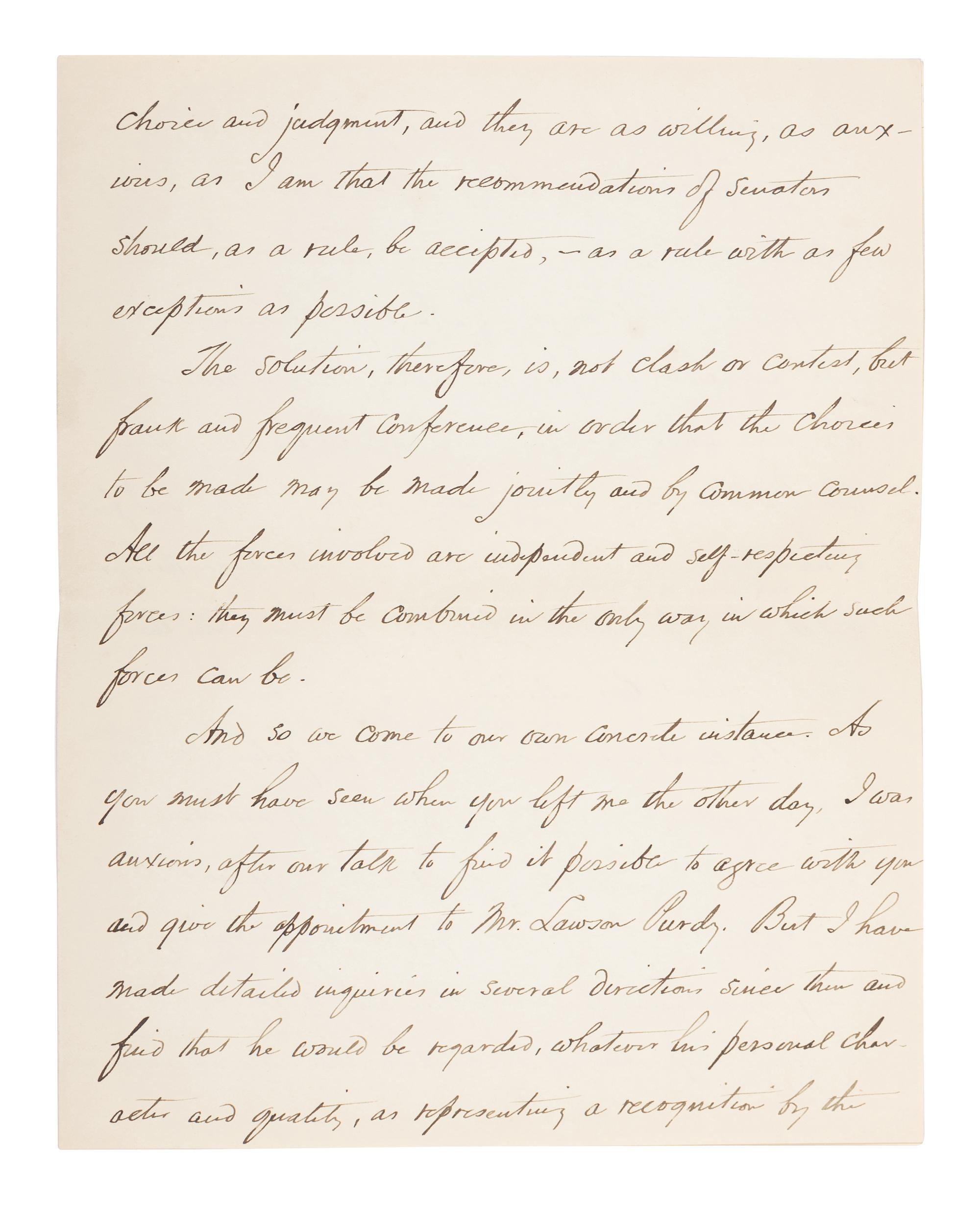 WILSON, Woodrow (1856-1924). Two autograph letters signed, as President, to Senator James A. O'Gorman, 20 April and 5 May 1913, regarding the appointment of the Collector of the Port of New York, comprising: