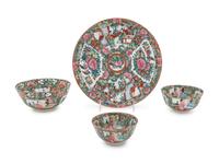 A Partial Set of Chinese Rose Medallion Porcelain Dinner Service