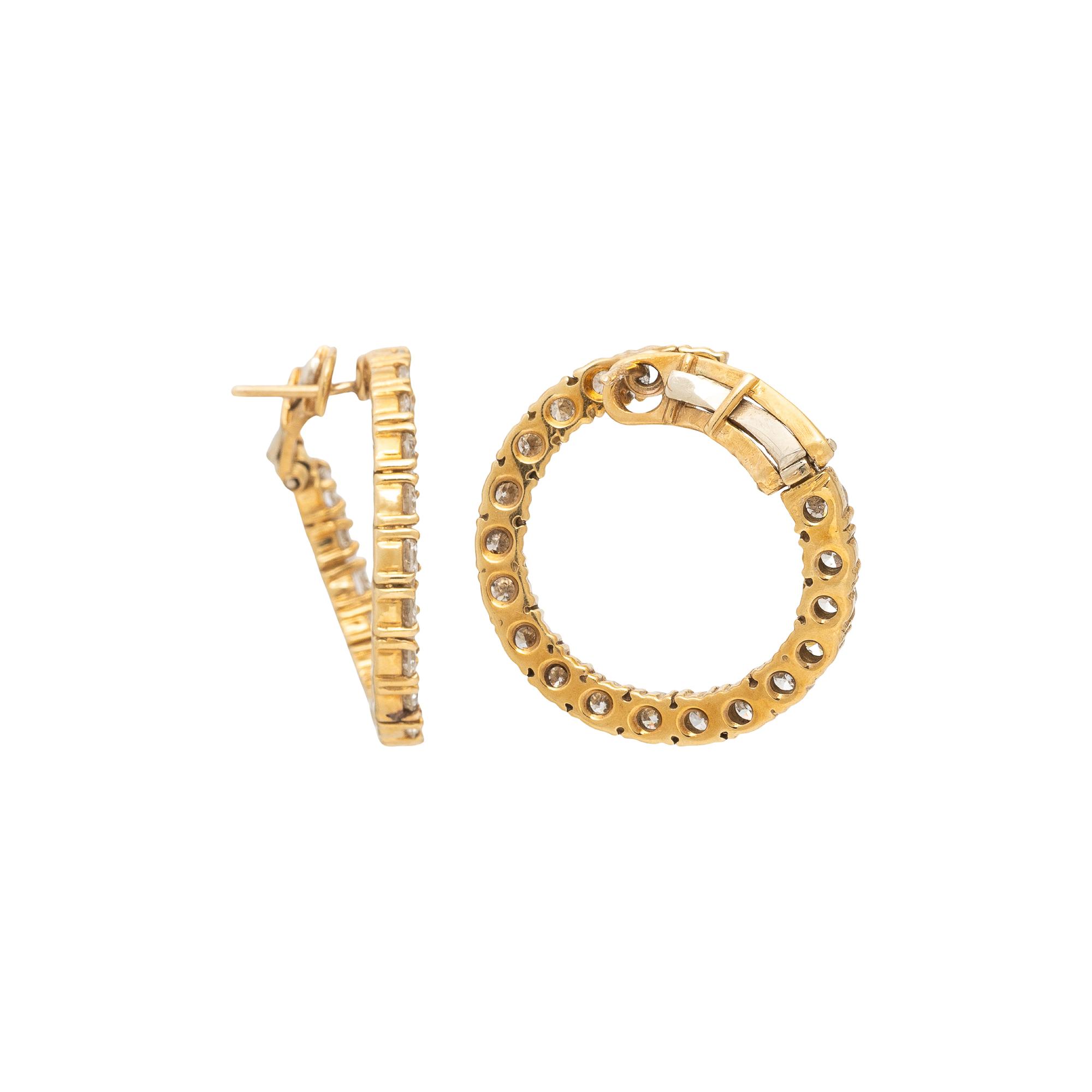 YELLOW GOLD AND DIAMOND HOOP EARRINGS