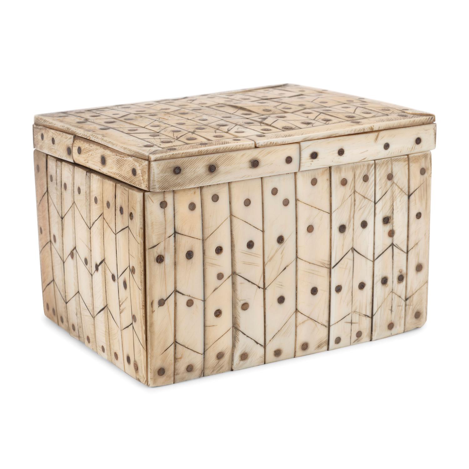 Inupiat Wood Box, with Bone Inlay