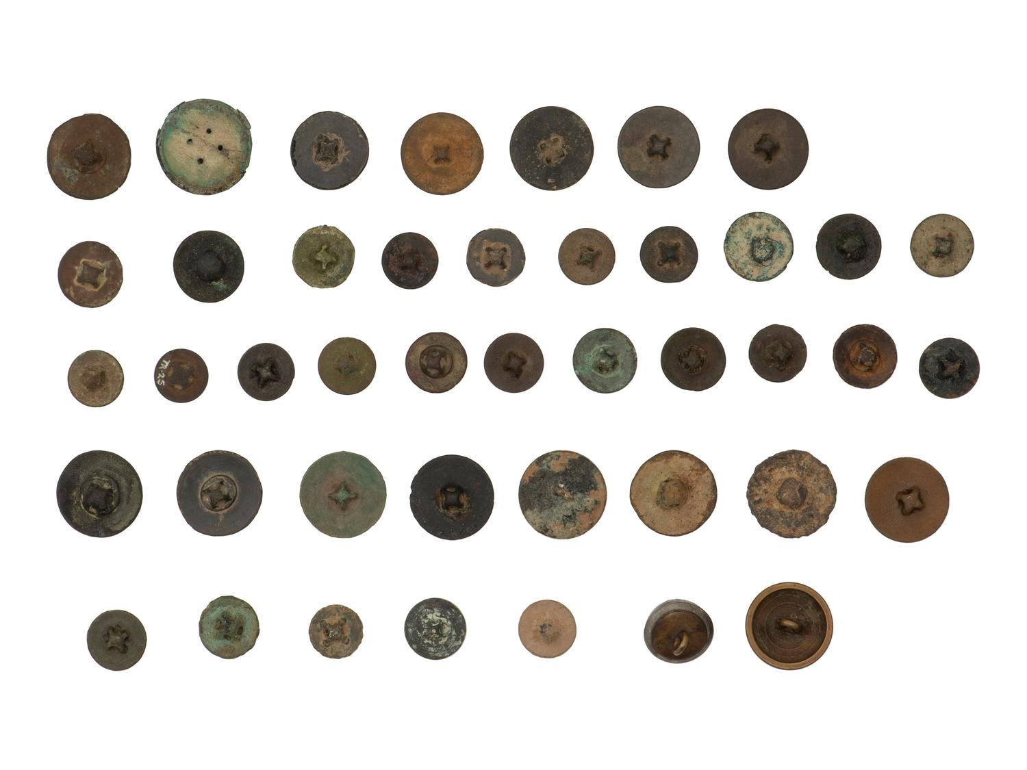 [MILITARIA]. 40+ French buttons from the Estate of Carroll J. Delery III. Revolutionary War-1800s.