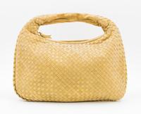 A Bottega Gold Shimmer Intrecciato Medium Hobo Bag, 16" x 10" x 1"; Strap Drop: 6".