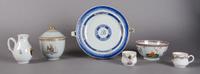 A Collection of Five Chinese Export Armorial Articles, Height of tallest 5 1/2 inches.