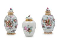 A Pair of Samson Famille Rose Armorial Porcelain Tea Caddies