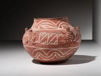 Zuni White-on-Red Frog Pottery Jar
