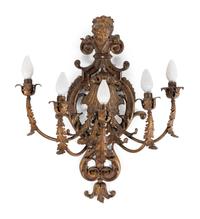 A Pair of Régence Style Gilt Metal Five-Light Sconces
