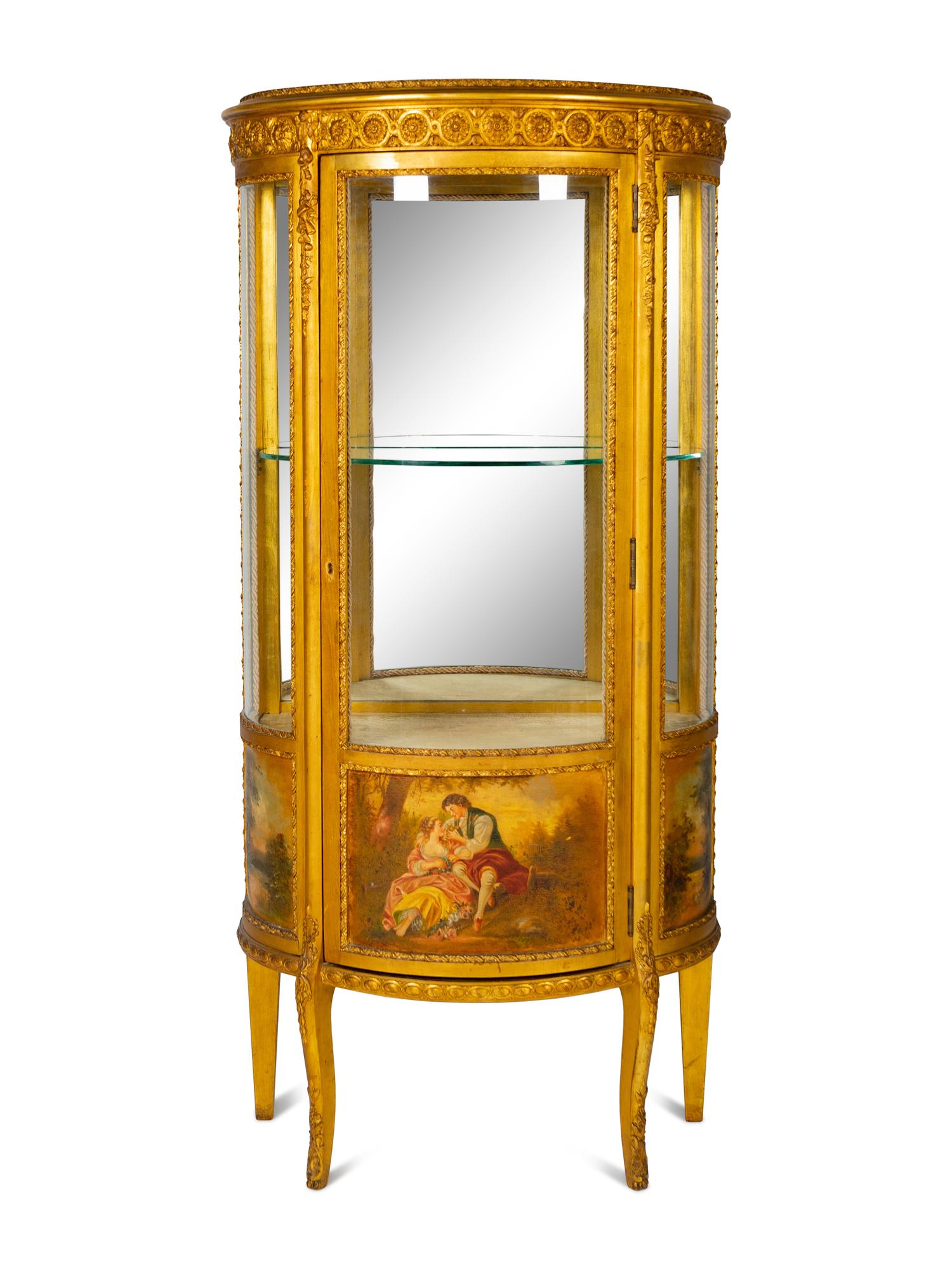 A Louis XVI Style Vernis Martin Vitrine Cabinet