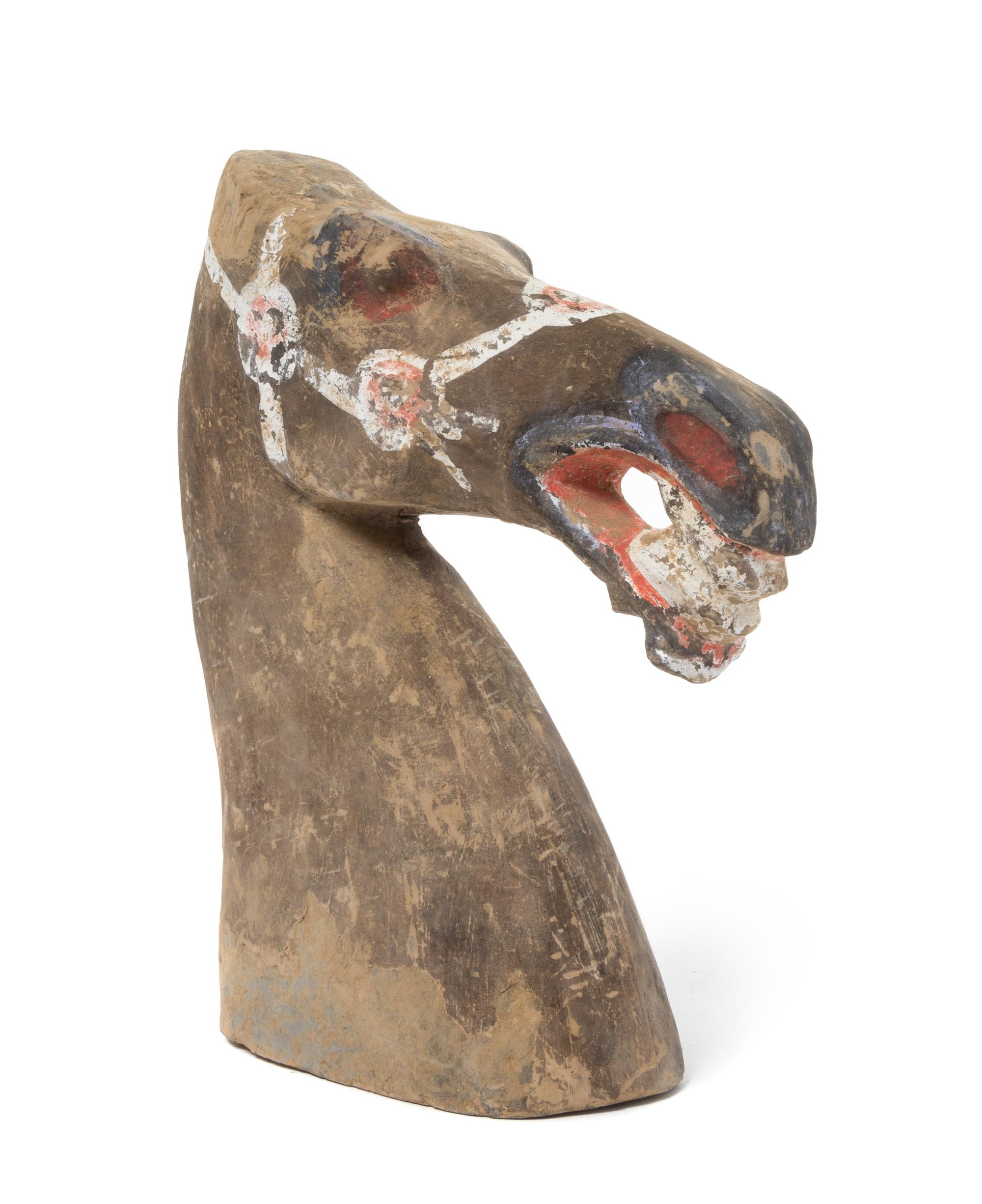 A Painted Pottery Head of a Horse — HAN DYNASTY