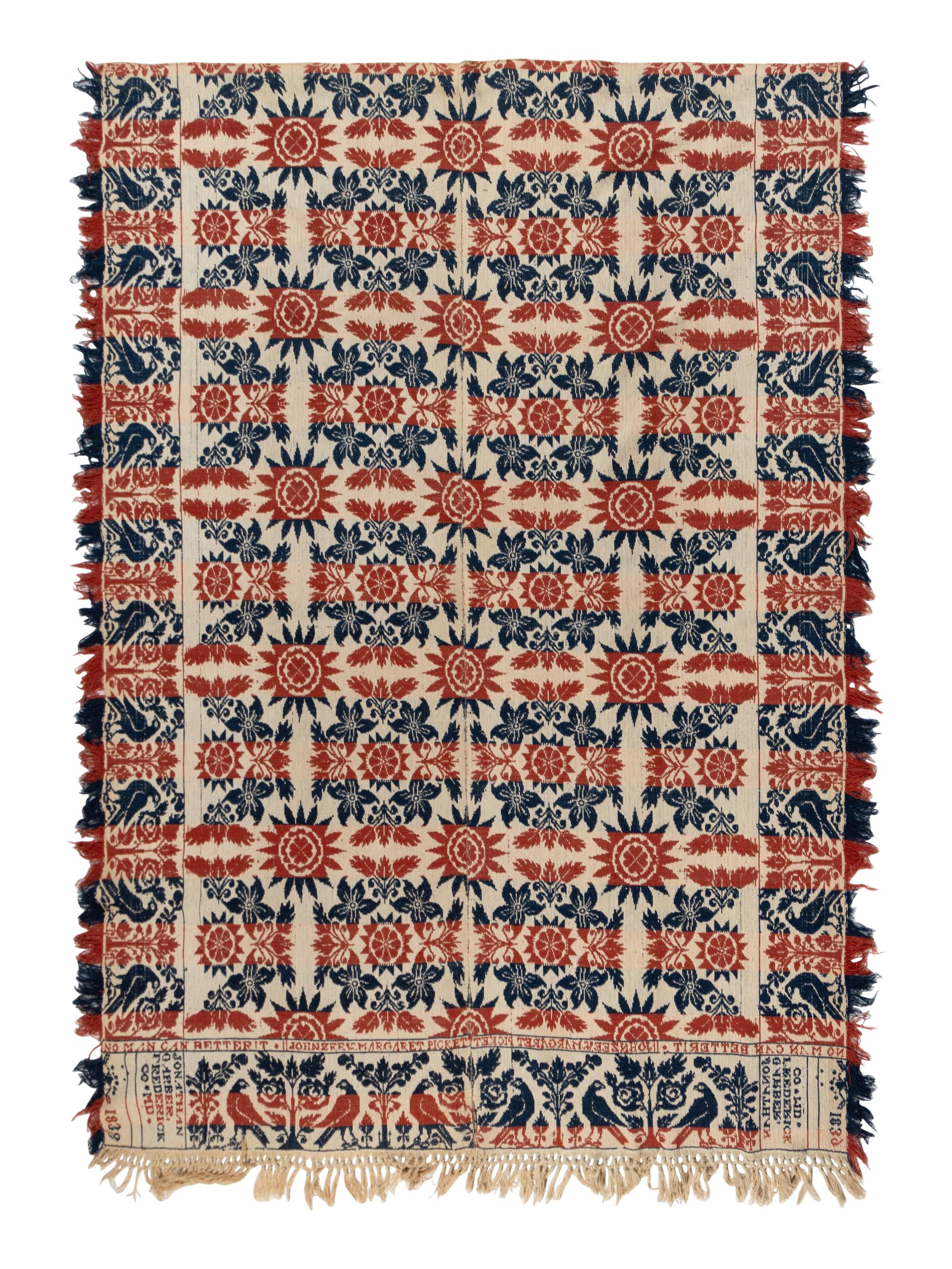Three Cotton and Wool Jacquard Coverlets