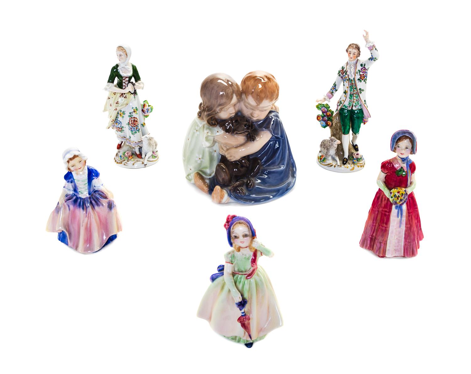 A Collection of Porcelain Figures and Figural Groups Height of tallest 7 1/2 inches. — 20TH CENTURY