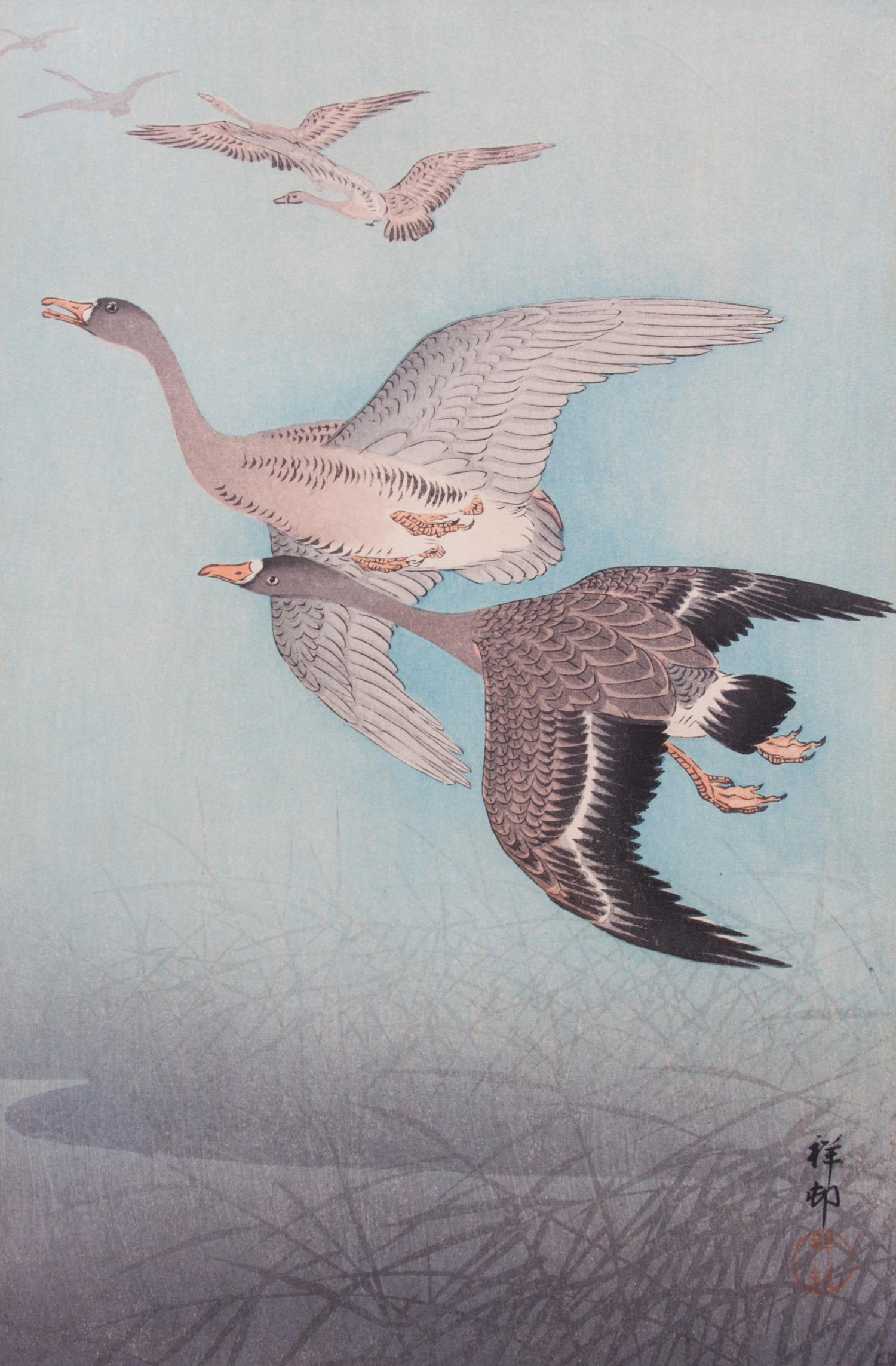 Ohara Koson, (Japanese, 1877-1975), Six works: Birds and Fish
