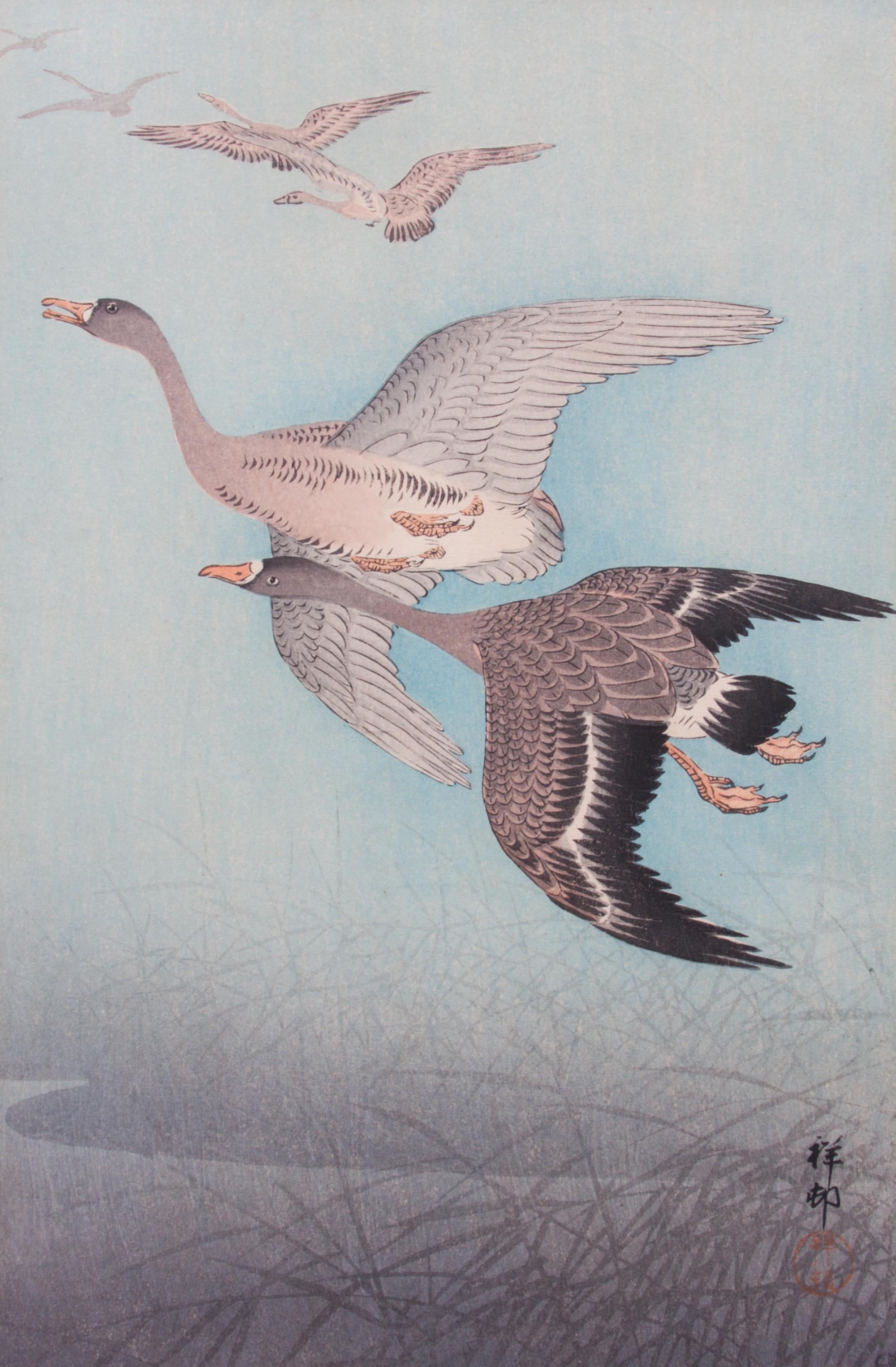 Ohara Koson, (Japanese, 1877-1975), Six works: Birds and Fish