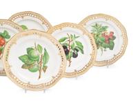 A Set of Eight Royal Copenhagen Flora Danica Porcelain Fruit Plates