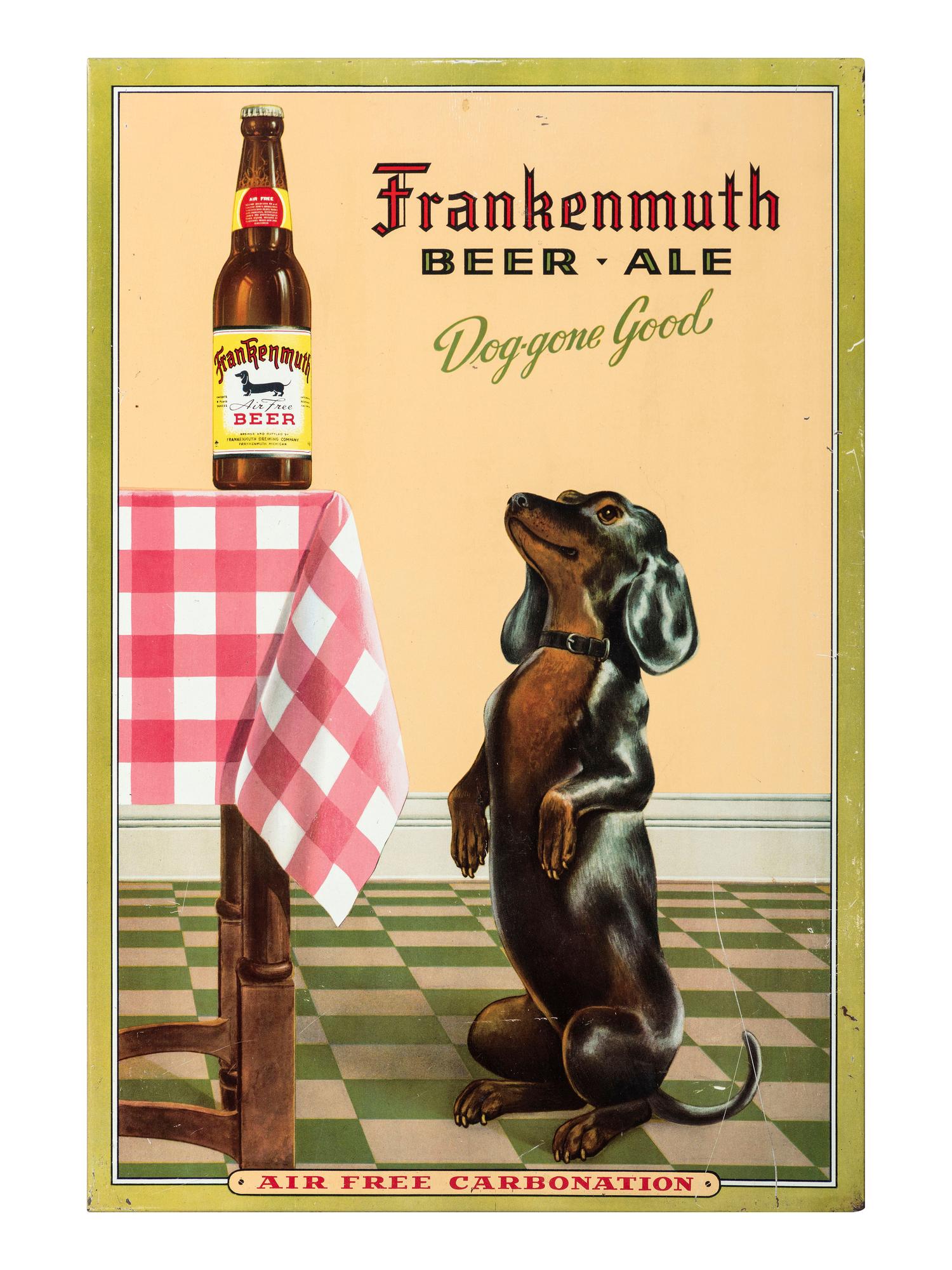 A Frankenmuth Brewing Tin Lithograph Advertising Sign