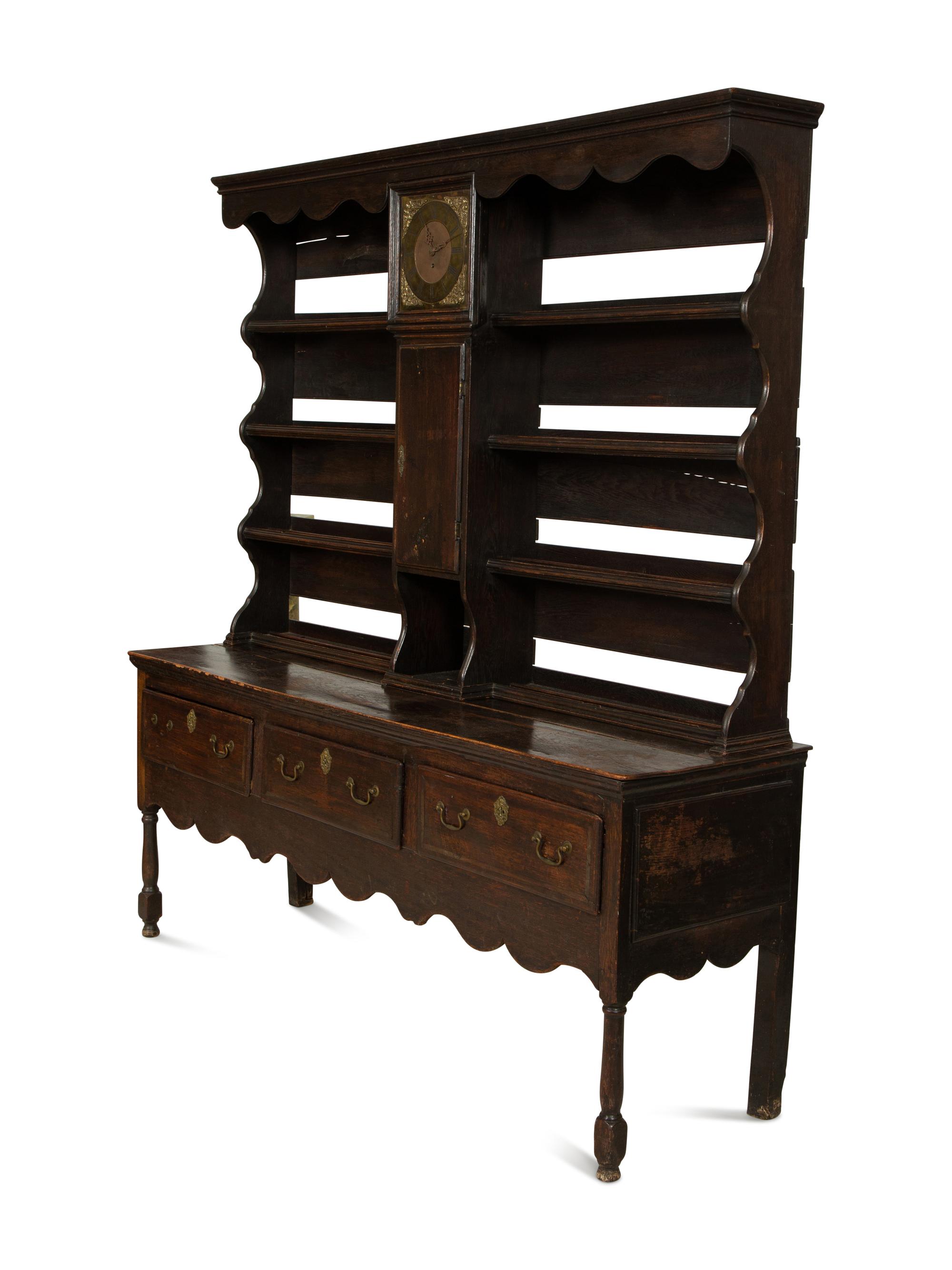 A Welsh Oak Clock-Inset Cupboard