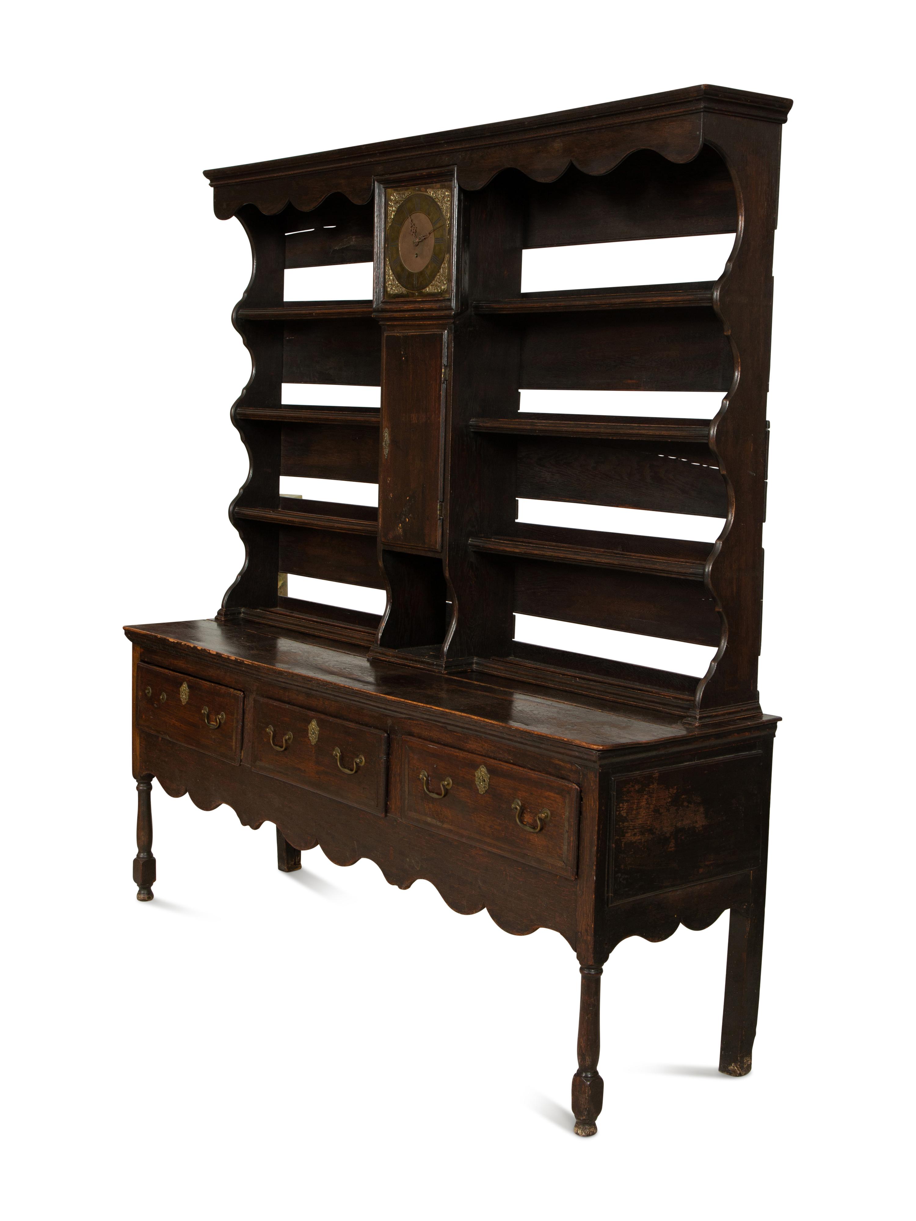 A Welsh Oak Clock-Inset Cupboard