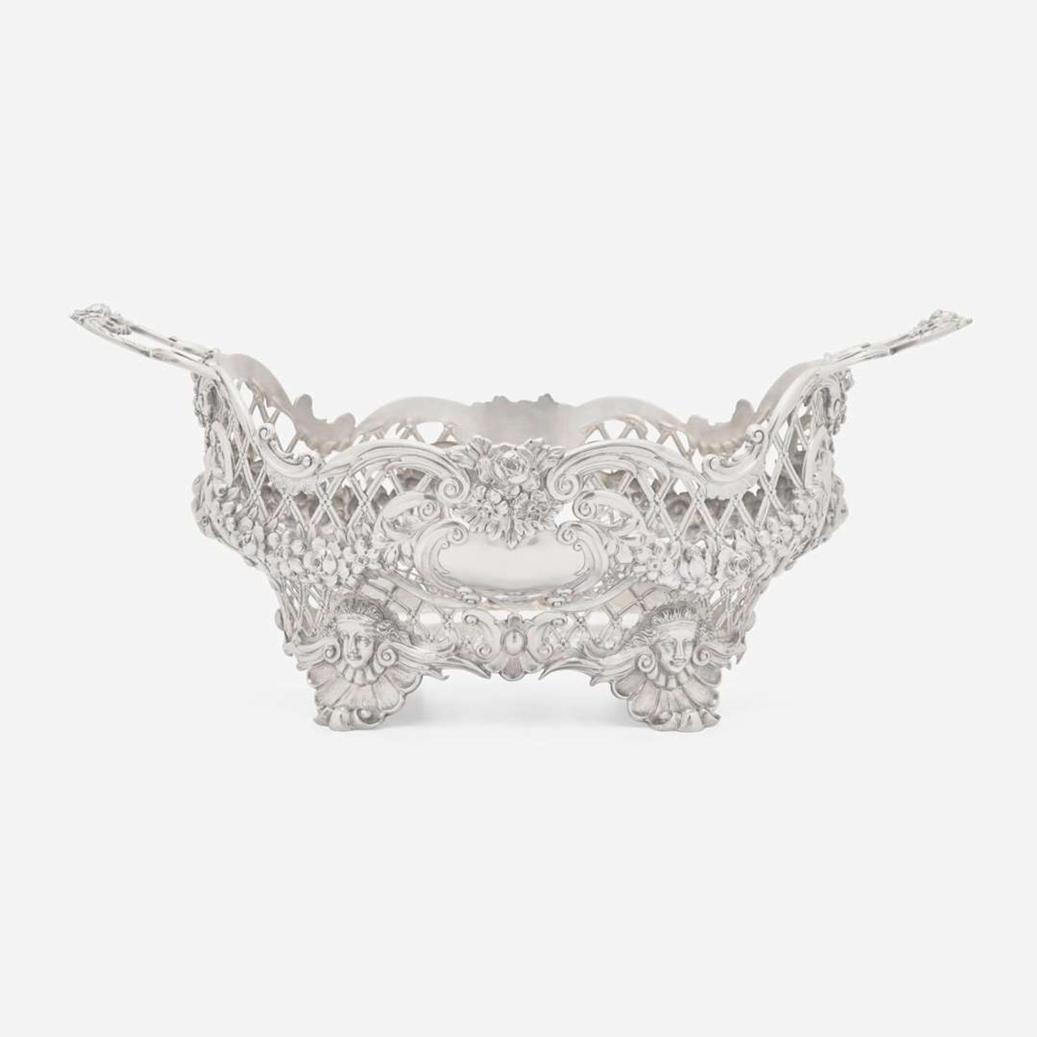 An Edward VII sterling silver reticulated centerpiece basket Maker, "HB," London, 1902