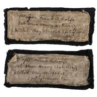Major Frank Rolfe, 1st Massachusetts Heavy Artillery, KIA Battle of Harris Farm. Shoulder straps and ephemera.