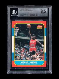 A 1986 Fleer Michael Jordan Rookie Basketball Card No. 57 (BGS 8.5 NM-MT+)