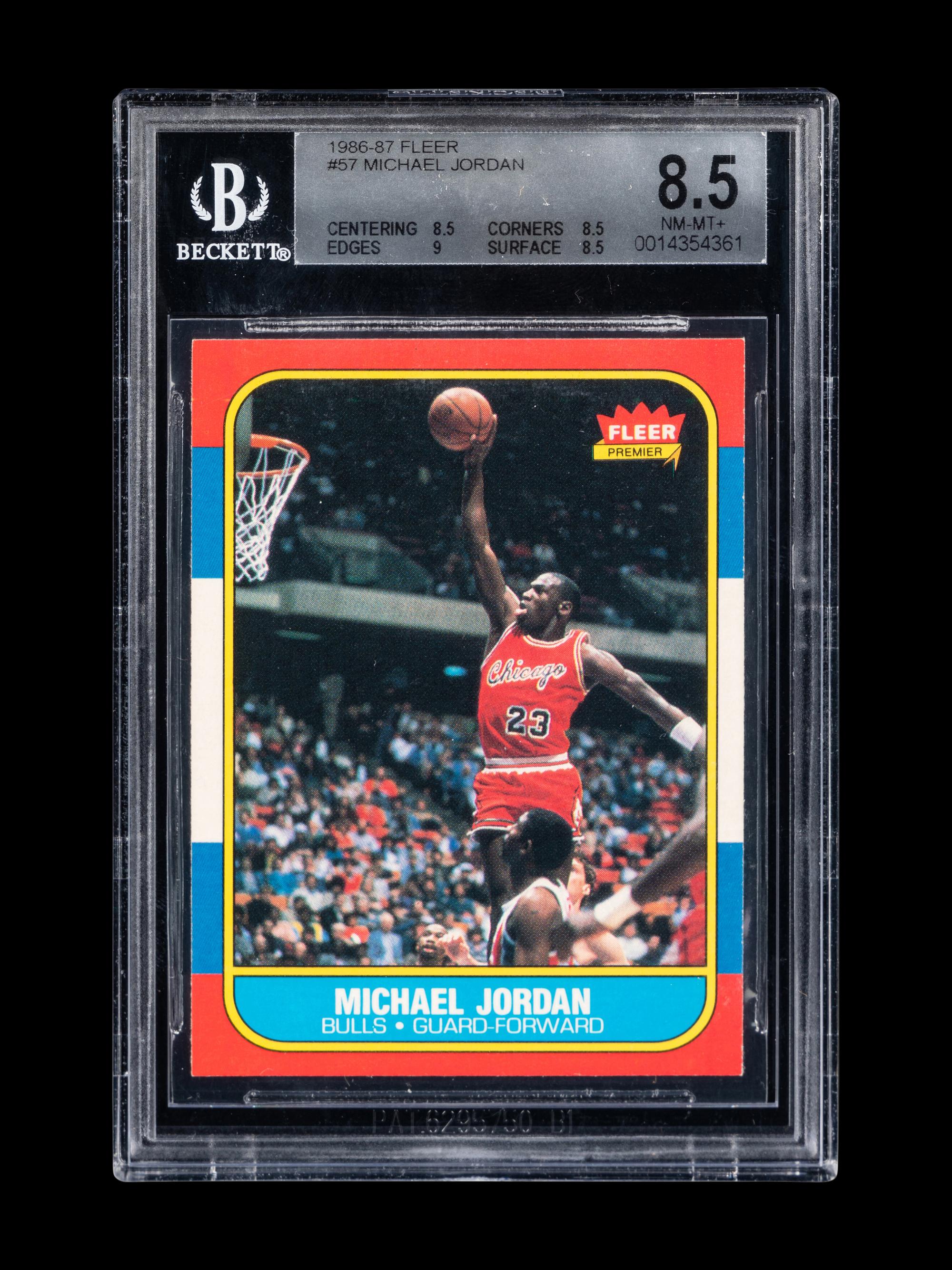 A 1986 Fleer Michael Jordan Rookie Basketball Card No. 57 (BGS 8.5 NM-MT+)