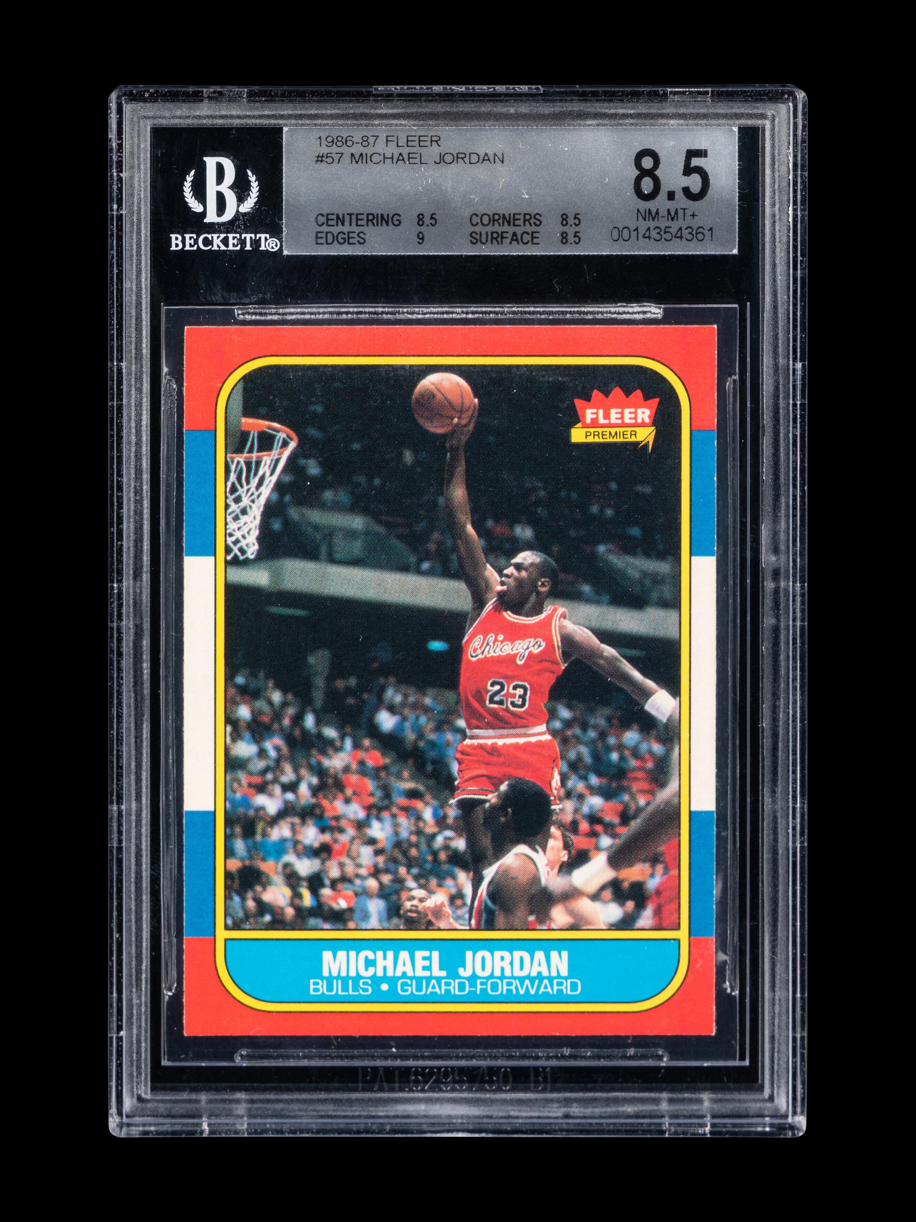 A 1986 Fleer Michael Jordan Rookie Basketball Card No. 57 (BGS 8.5 NM-MT+)
