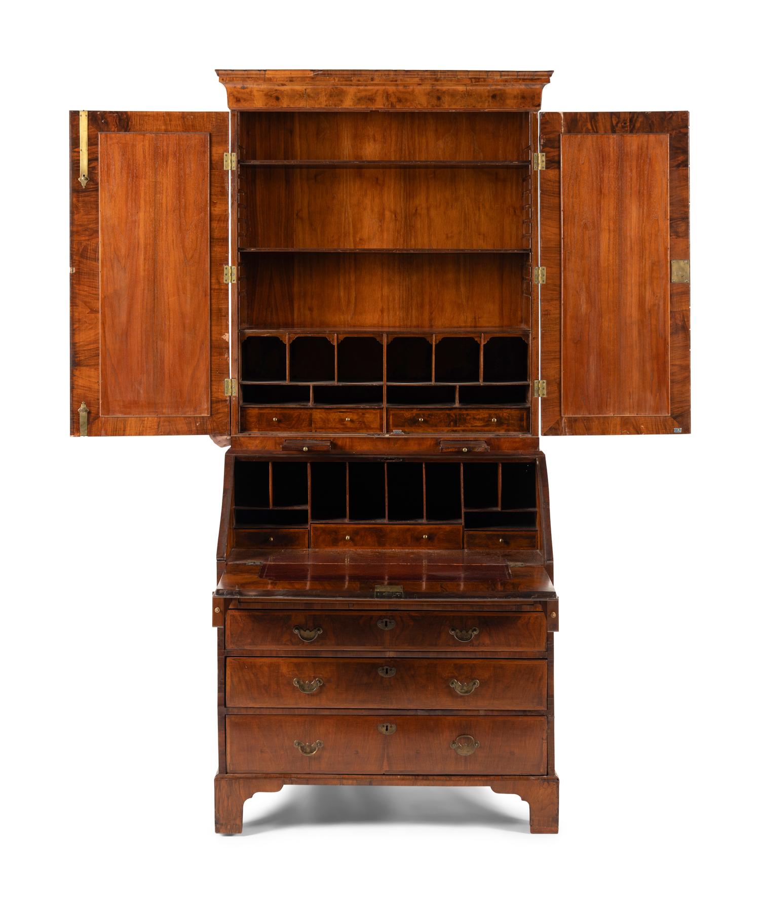 A George II/III Walnut Bureau Cabinet