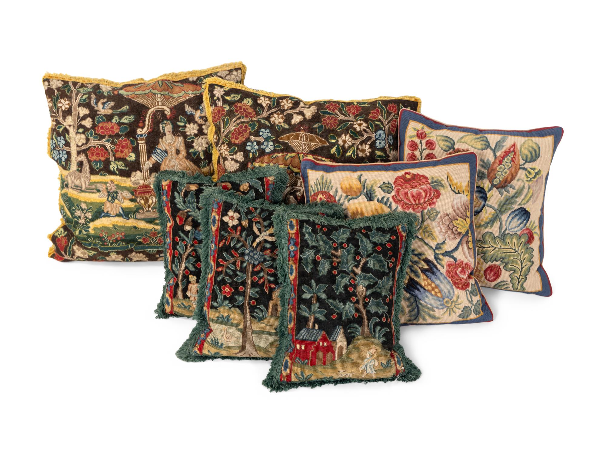 Three Sets of Needlepoint Pillows