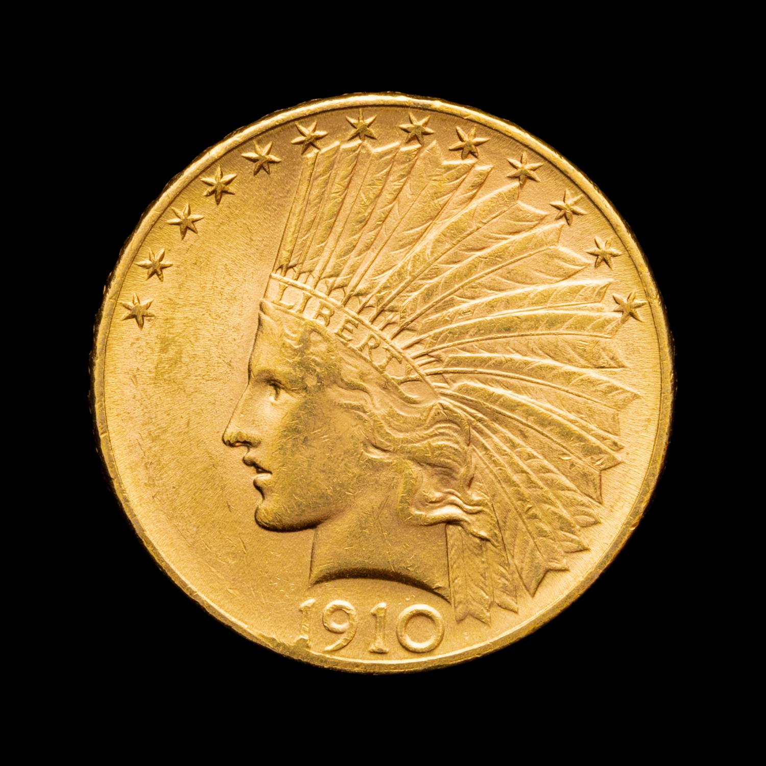 A 1910 Indian Head $10 Gold Coin