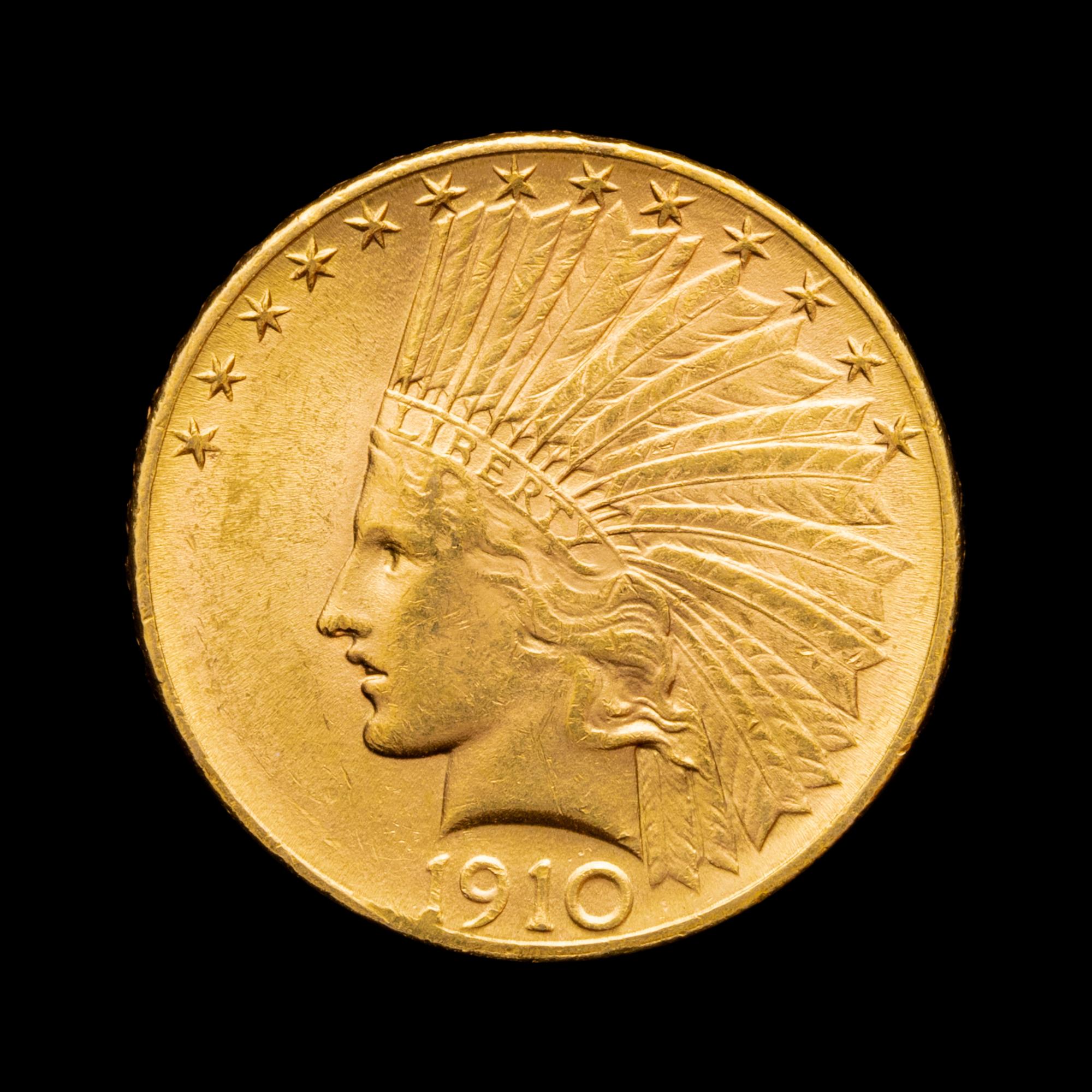 A 1910 Indian Head $10 Gold Coin
