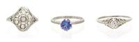 A Collection of White Gold and Platinum Rings, 4.50 dwts.