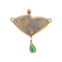PALLADIUM, YELLOW GOLD, DIAMOND AND EMERALD PENDANT