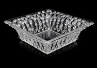Lalique Rose and Vine Square Bowl Height 3 x width 9 1/2 x depth 9 1/2 inches