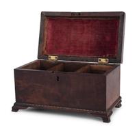 A George III Barberpole Inlaid Walnut Tea Caddy