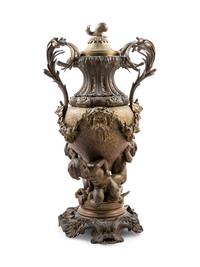 A Napoleon III Style Gilt Bronze Covered Urn