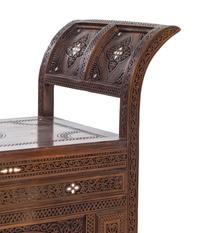 A Pair of Syrian Mother-of-Pearl Inlaid Walnut Benches